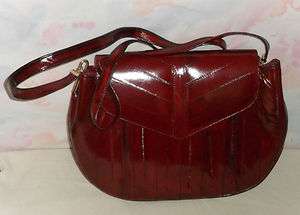   dk red eel skin shoulder bag purse soft supple never worn 10x7  