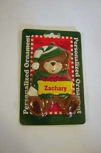   Boy Christmas Ornament Teddy Bear Personalized Name Zachary Gift Tag