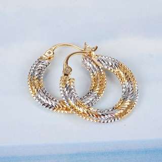 So Elegant 9K Gold Filled 2Tone Womens Hoop Earrings 110926 11  
