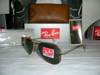 RAY BAN AVIATOR GOLD POLARIZED RB 3025 001/58 GRN 55mm 805289114550 