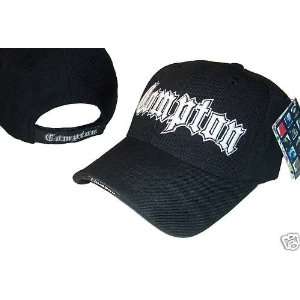    Black & White Adjustable Compton Baseball Cap Hat 