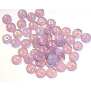  6mm Rondelle Beads   Czech Glass   Milky Light Amethyst 