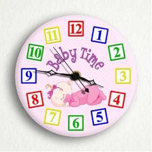  Baby Time Girl 6 Silent Wall Clock (Includes Desk/Table 