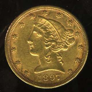 VERY NICE 1897 LIBERTY HEAD GOLD HALF EAGLE G$5  YZ120 