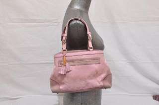 Coach Pink Signature & Suede Carryall Tote Purse Bag 6830 Pink  
