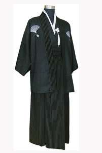 New Black Mens Yukata Japanese Haori Kimono  