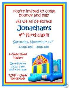 12 Moon Bounce Birthday Invitations~Personalized Free  