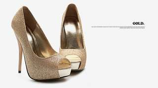 Free Ship Womens Shoes Platform Heels Glitter Stiletto  