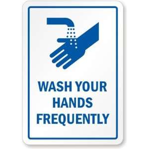  Wash Your Hands Frequently Laminated Vinyl Sign, 10 x 7 
