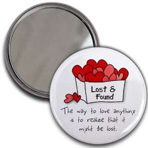 LOVE LOST AND FOUND Valentines Day 2.25 inch Glass Pocket Mirror
