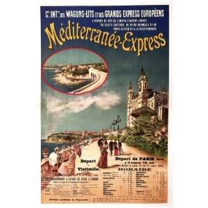 11x 14 Poster. Mediterranean Express, Wagons Lits Poster. Decor with 