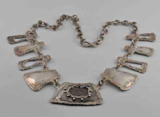   STERLING LARGE HEAVY HANDWROUGHT NECKLACE 1675 POTOSI 2 REGLES COIN