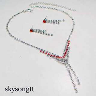 Swarovski Ruby Red Bridal Crystal Necklace Set S1691R  