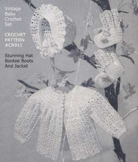 VTG Baby Crochet Pattern 3PIECE SET♥ BEAUTIFUL♥#CR911  