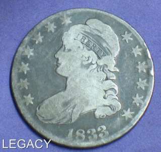1833 CAPPED BUST HALF DOLLAR BETTER DATE SILVER (YP+  