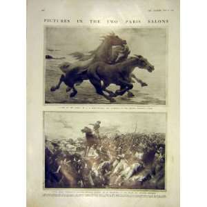  Horses Henry Baudot Soldier Hoche Malespina Print 1911 