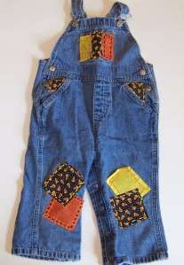 Old Navy Custom Denim Fall Overalls w/Patches 18 24 EUC  