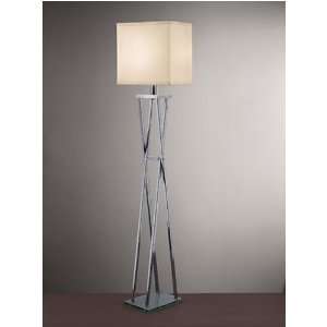   P016 077 Chrome Floor Lamp with White Cloth Shade