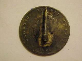 1825 SILVER GREAT BRITIAN SHILLING ENAMELED COIN PIN TOKEN 