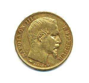 1858 France Gold 20 Franc Napoleon III XF  