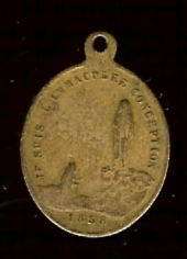 Original Lourdes Medal 1858 Immaculate Conception & Bas  