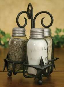 Barn Star MASON 1858 Jar Salt Pepper Toothpick Caddy  
