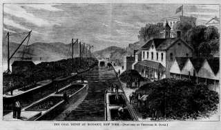 COAL DEPOT RONDOUT NEW YORK 1867 ANTIQUE WOOD ENGRAVING  