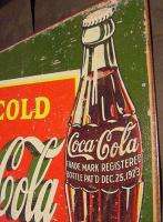 RETRO VINTAGE 1923 Ice Cold COKE Sold Here COCA COLA BOTTLE TIN SIGN 