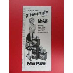 1955 mopar batteries/parts, print advertisement (miss mopar.) original 