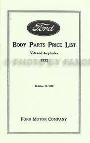 1932 Ford Car and Pickup Truck Body Parts List 32  