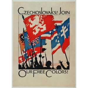 com 1920 WWI Czechoslovakia Bohemian Flags War Mini Poster Propaganda 