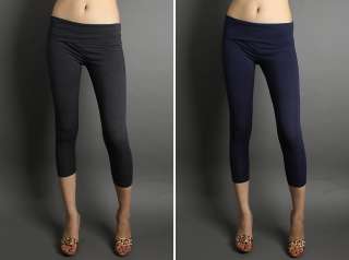NEW Fold Over Skinny Yoga Lounge Cropped Pants Leggings  