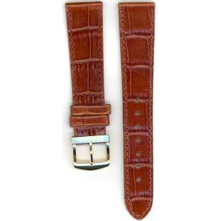   , Crocodile Grained Leather, 19mm, Gold Tone Buckle, Regular Length