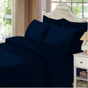  Wrinkle Free 8 PC Full size Solid Navy Microfiber Bed in A 
