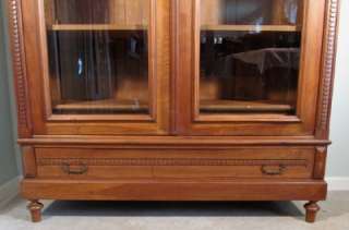Antique French Renaissance Revival Bookcase Display Cabinet Walnut 