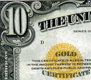 HGR 1928 $10 Gold Certificate VERY HIGH GRADE  
