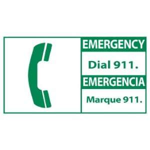  Emergency, Dial 911 (Bilingual W/Graphic), 10X18, Adhesive 