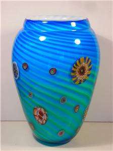Fabulous Murano 11.5H vase with Millifiore ~ Original Label ~ Mint 