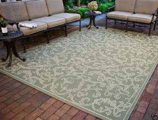 Indoor/Outdoor Olive/Natural Carpet Area Rug 9 x 13  