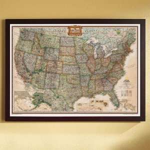 National Geographic U.S. Political Map (Earth toned), Poster Size and 
