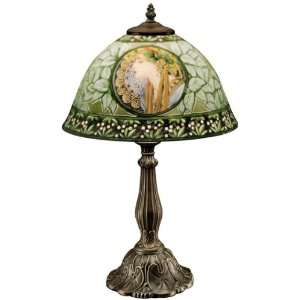  La Rousse Reverse Painted Glass Lamp