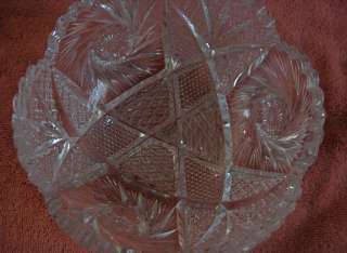 Vintage Lead Crystal Cut Glass Intricate Bowl Hob Stars  