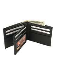 Genuine Leather RFID Blocking Secure Wallet (Black   Bi Fold   10 