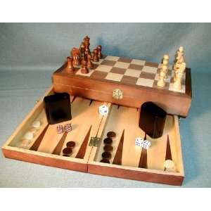  Walnut 3 in 1 Chess/Checker/Backgammon Toys & Games