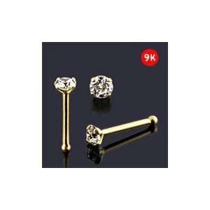  9K Jeweled Ball End Nose Pin with 2mm Stone Piercing 