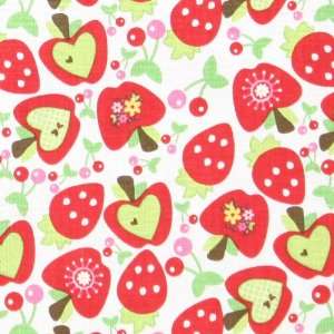  Riley Blake Hoos In The Forest Fruit White Fabric Yardage 
