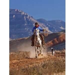 Cowgirl Riding a Trail in the Big Horn Mountains, Shell, Wyoming, USA 