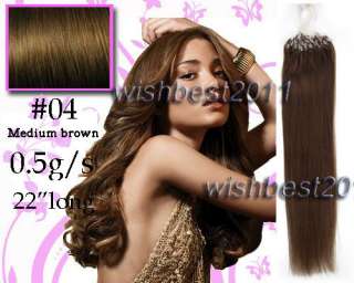   ring tips human hair extensions#04 medium brown&50g Straight  