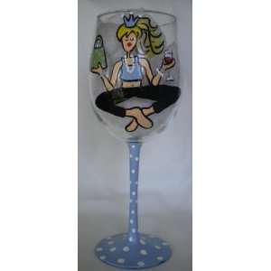   Yoga Mama Queen of the Om Wine Glass 