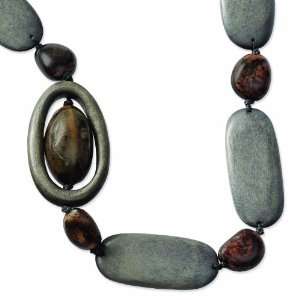   Anipay Seed, Natural Stone & Natural Wood 38.5in Necklace Jewelry